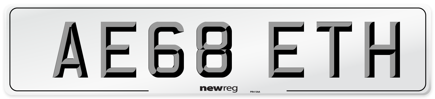 AE68 ETH Number Plate from New Reg